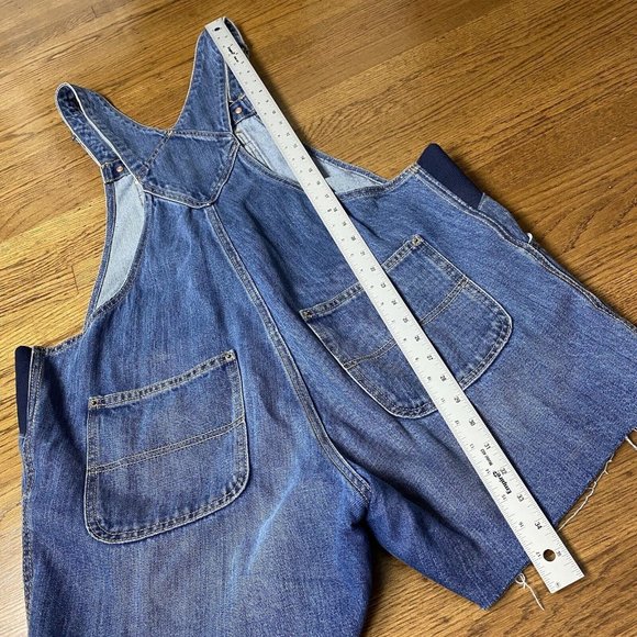 Old Navy Maternity Overalls Denim Shortalls Cut Off Shorts Blue - Picture 12 of 12